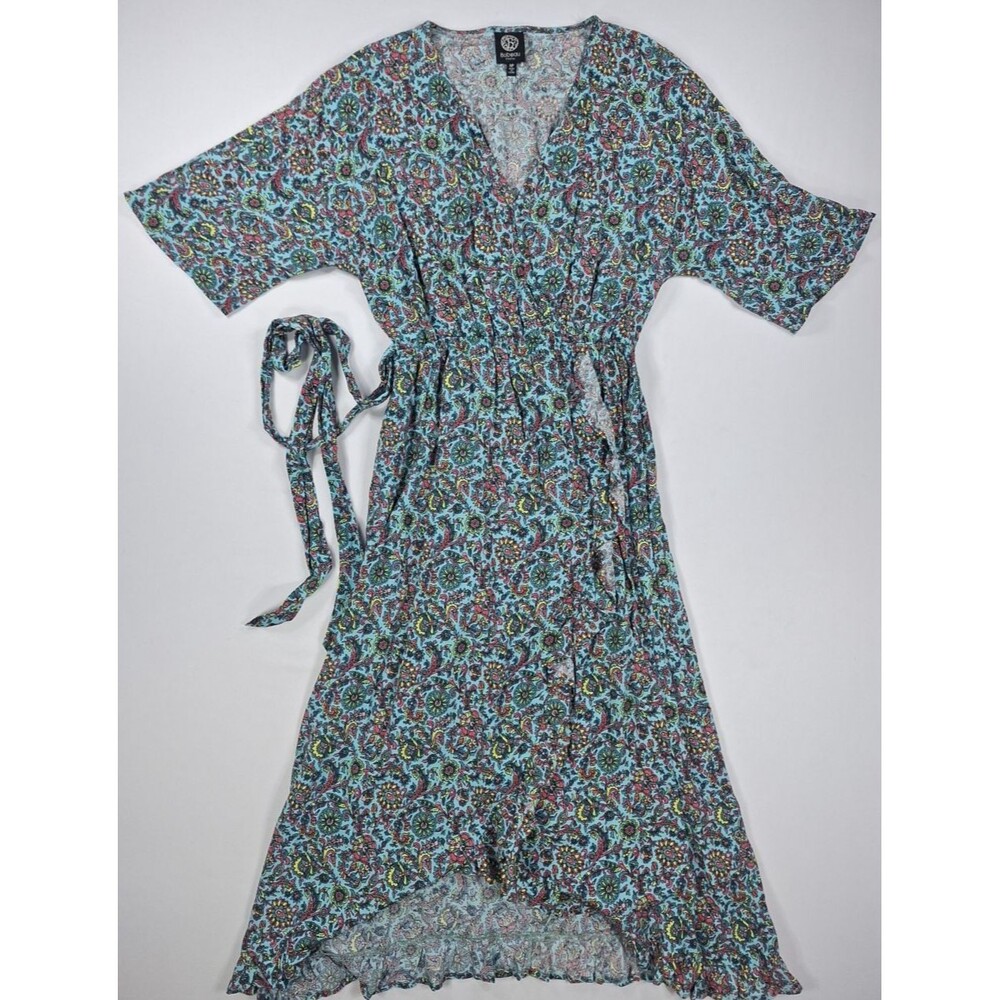 Bobeau Orna Wrap Dress M Petite MP Paisley Floral V-Neck Short Flutter Sleeve